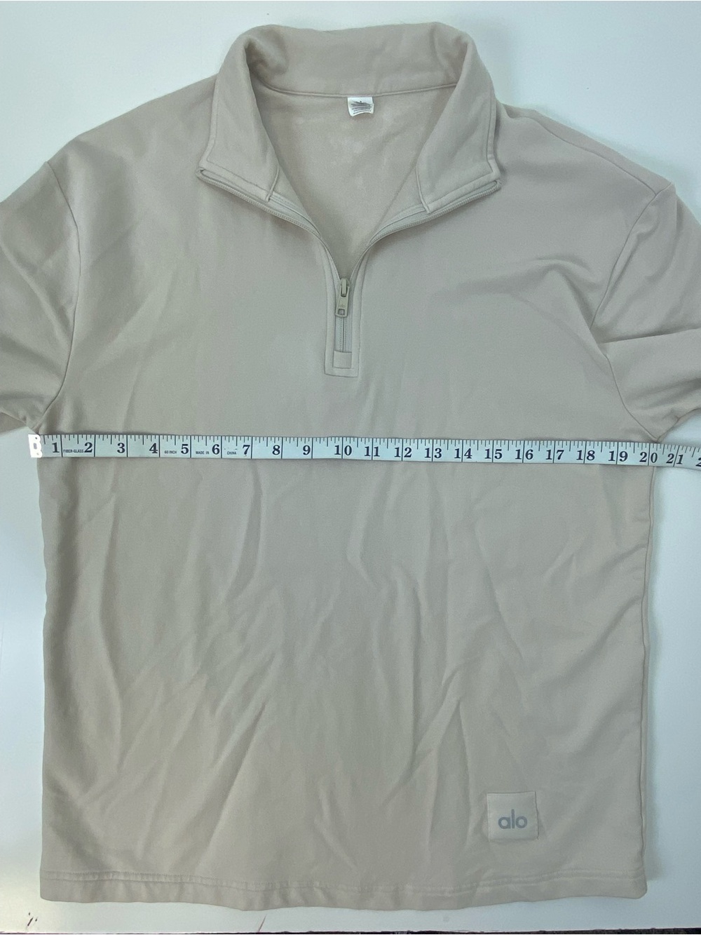 ALO Yoga Men's Beige Quarter-Zip Pullover - Picture 4 of 5